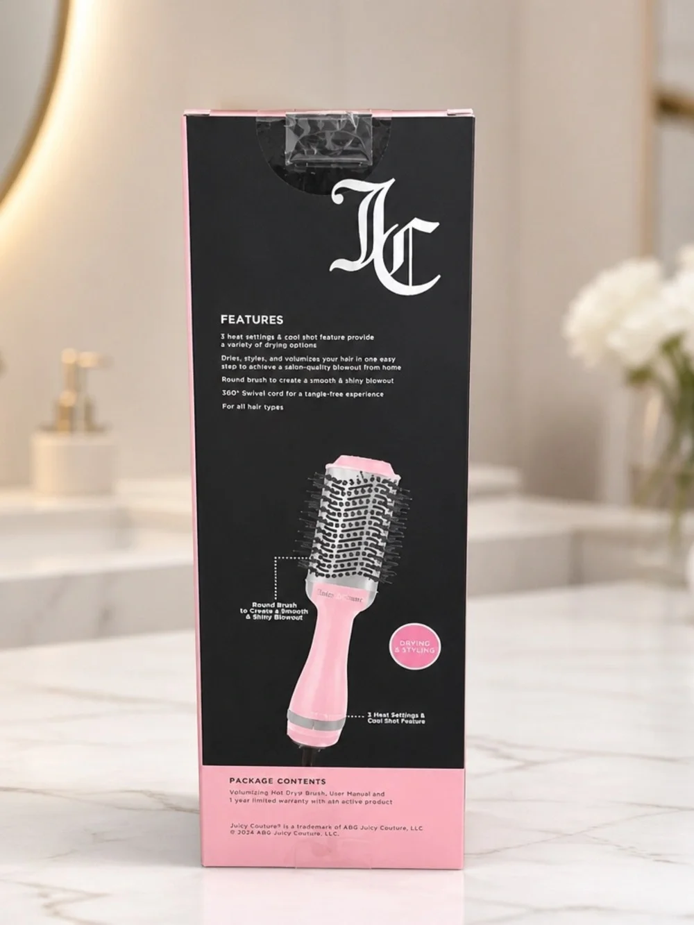 Juicy Couture Pink Styling Brush With Black Bristles New In Box